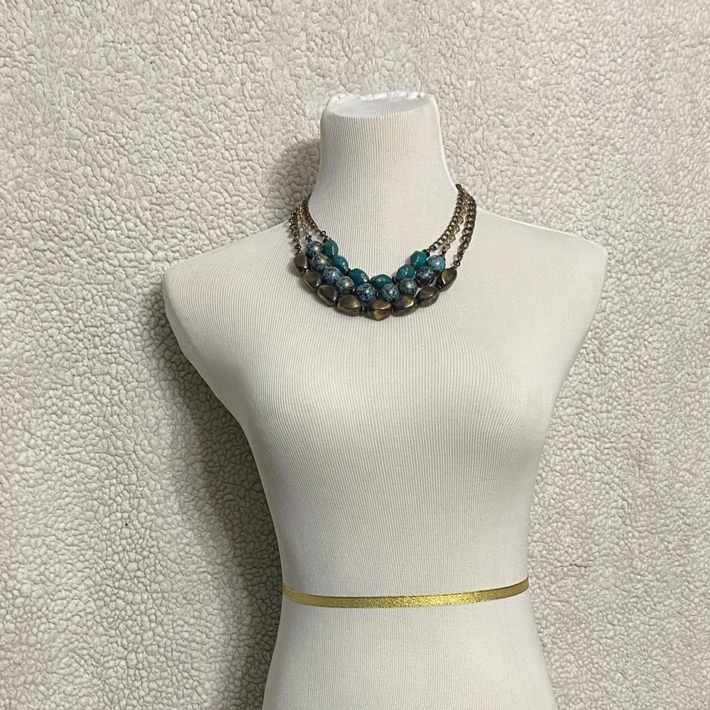 Elegant Blue and Gold Beaded Necklace